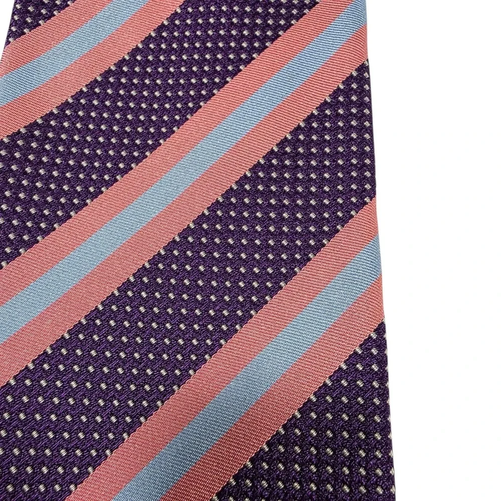 ETON Silk Striped Dotted Necktie Purple Pink Blue Men's Formal Fashion Accessory